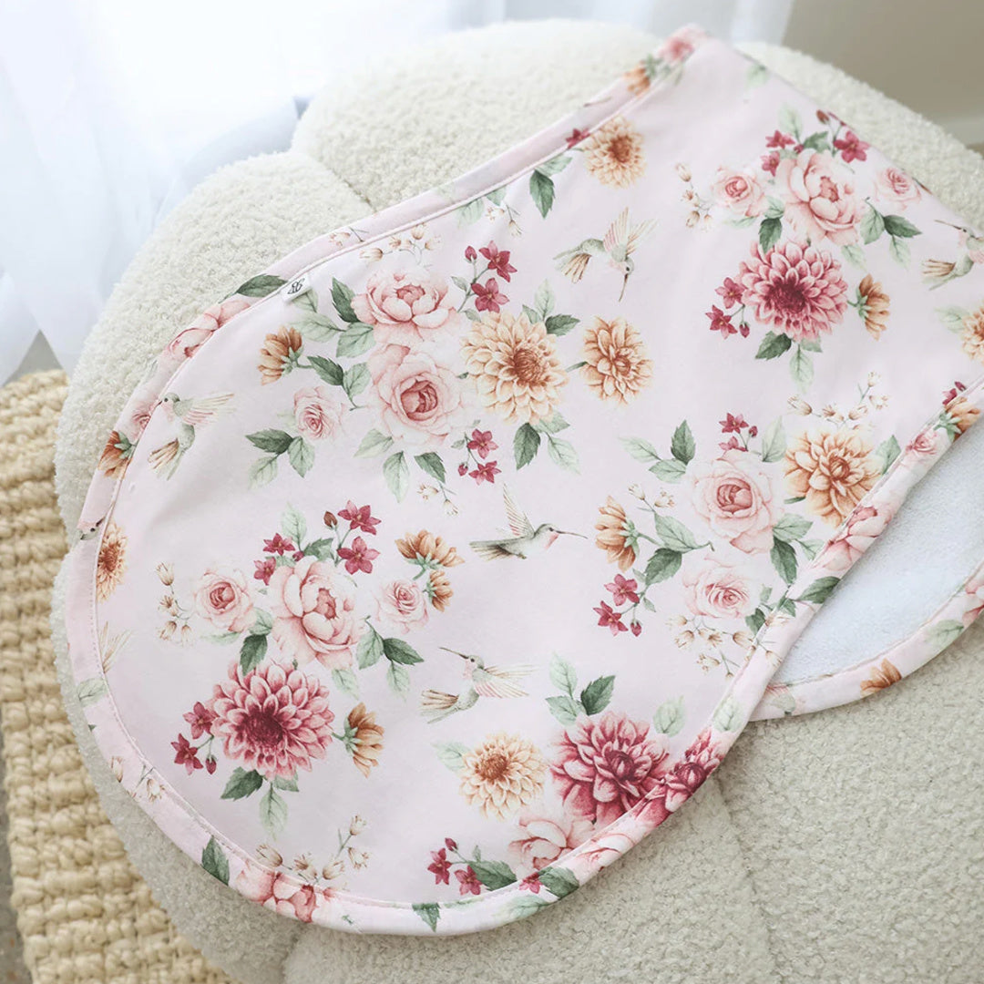 SNUGGLE HUNNY ORGANIC COTTON BURP CLOTH -  BIRDS &amp; BLOOMS