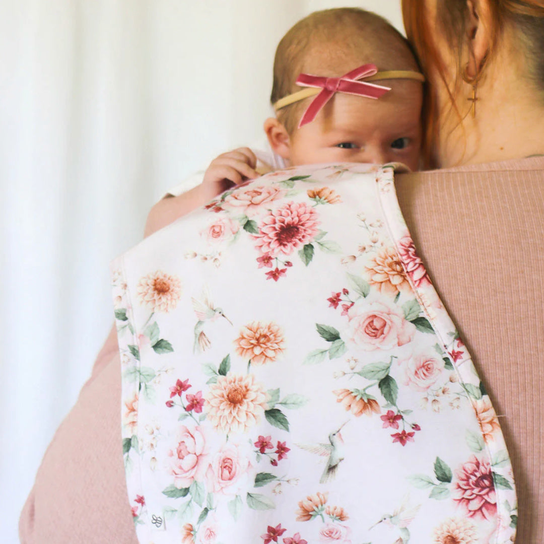 SNUGGLE HUNNY ORGANIC COTTON BURP CLOTH -  BIRDS &amp; BLOOMS