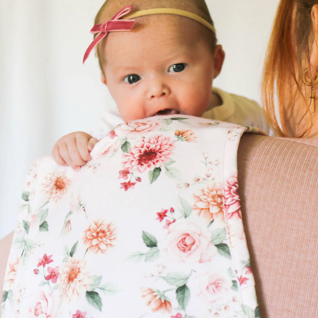 SNUGGLE HUNNY ORGANIC COTTON BURP CLOTH -  BIRDS &amp; BLOOMS