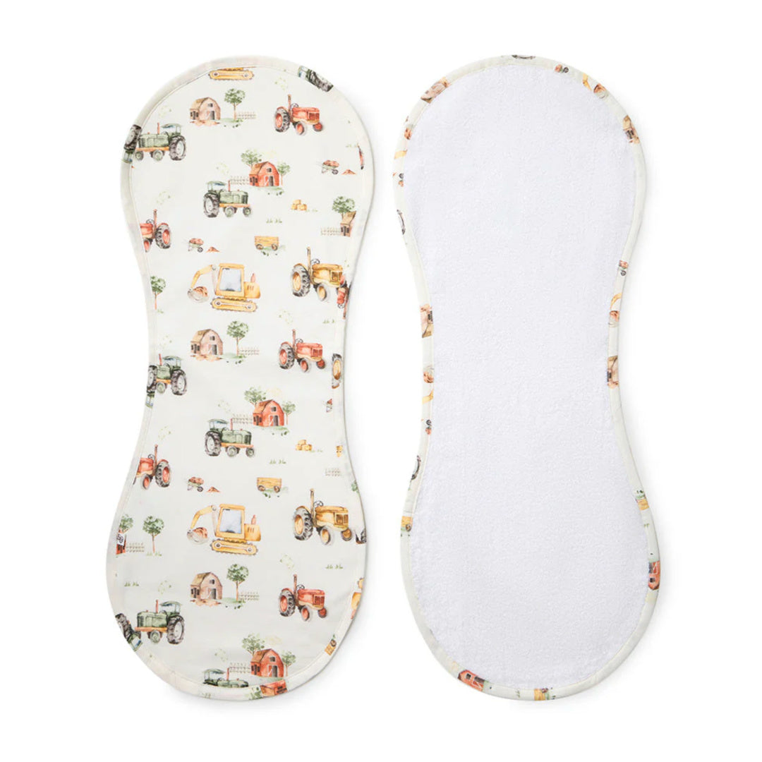 SNUGGLE HUNNY ORGANIC COTTON BURP CLOTH - DIGGERS &amp; TRACTORS