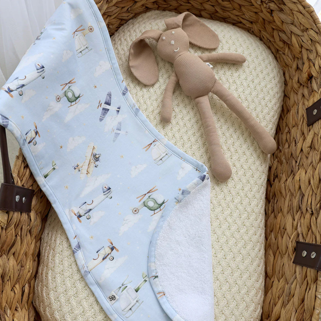 SNUGGLE HUNNY ORGANIC COTTON BURP CLOTH - TAKING FLIGHT
