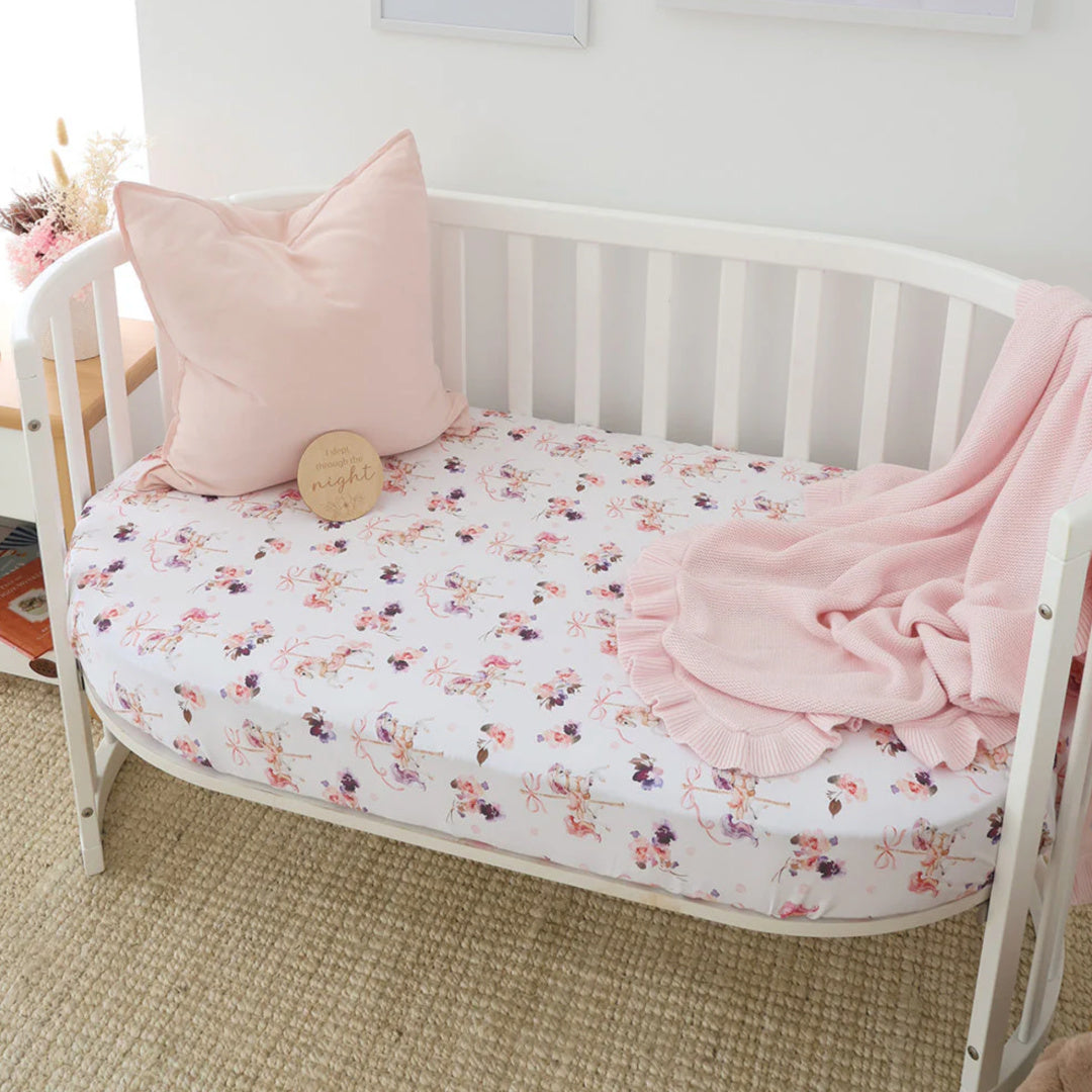 SNUGGLE HUNNY ORGANIC FITTED COT SHEET - CAROUSEL