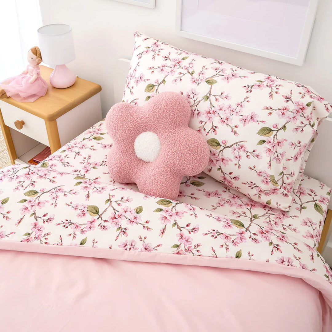 SNUGGLE HUNNY ORGANIC COTTON SINGLE BED QUILT COVER - CHERRY BLOSSOM