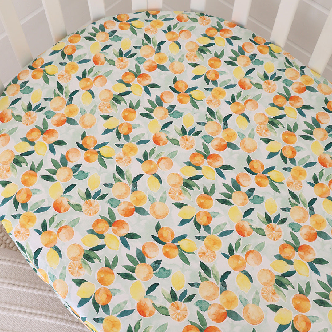 SNUGGLE HUNNY ORGANIC FITTED COT SHEET - CITRUS SQUEEZE