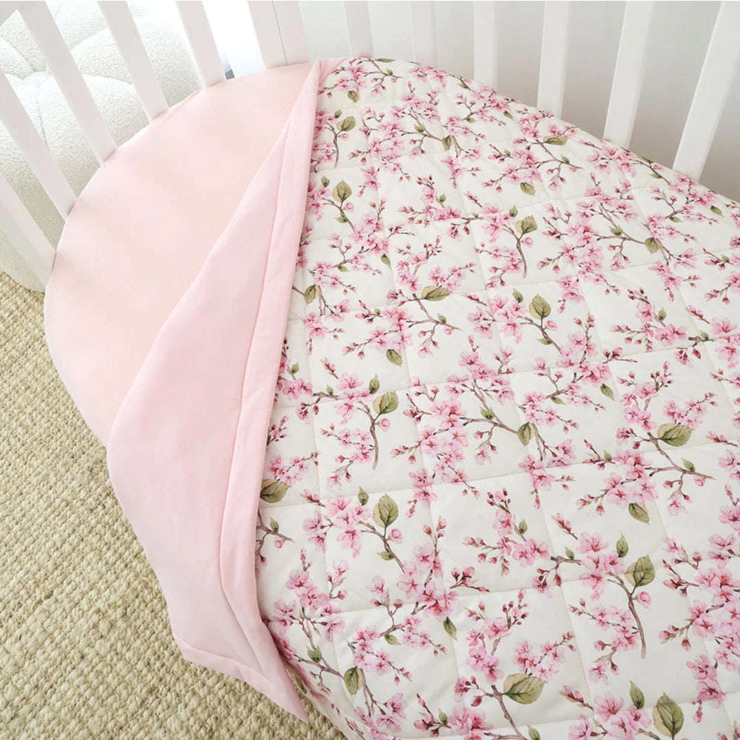 SNUGGLE HUNNY ORGANIC COTTON COT COMFORTER - CHERRY BLOSSOM