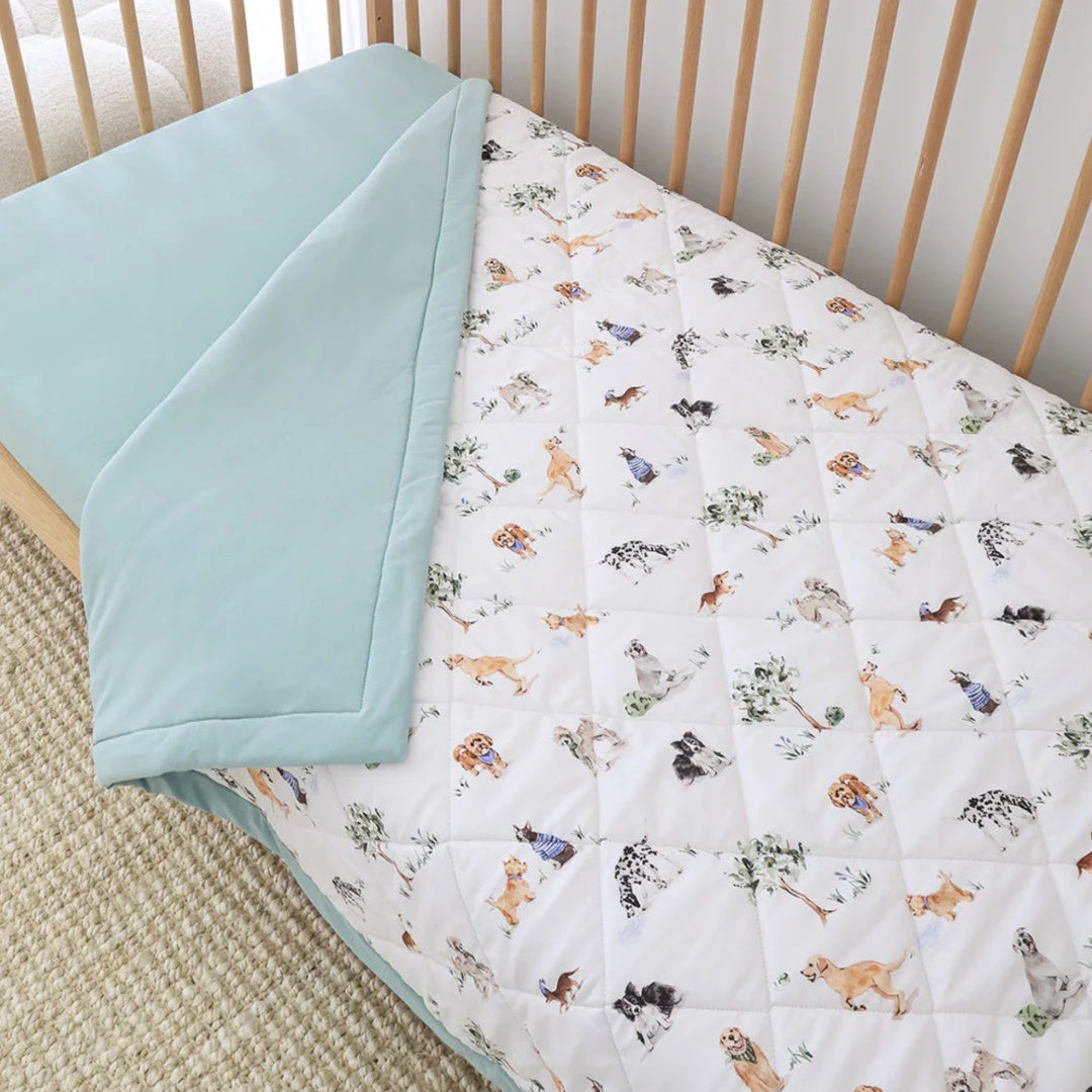 SNUGGLE HUNNY ORGANIC COTTON COT COMFORTER - DOG PARK