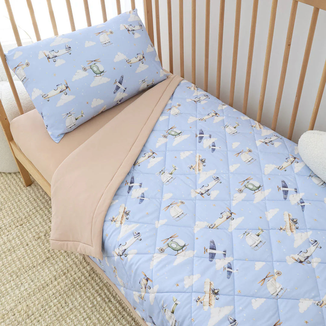 SNUGGLE HUNNY ORGANIC COTTON COT COMFORTER - TAKING FLIGHT