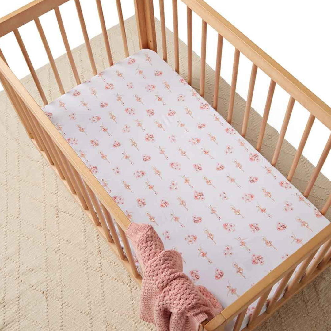 SNUGGLE HUNNY ORGANIC FITTED COT SHEET - BALLERINA