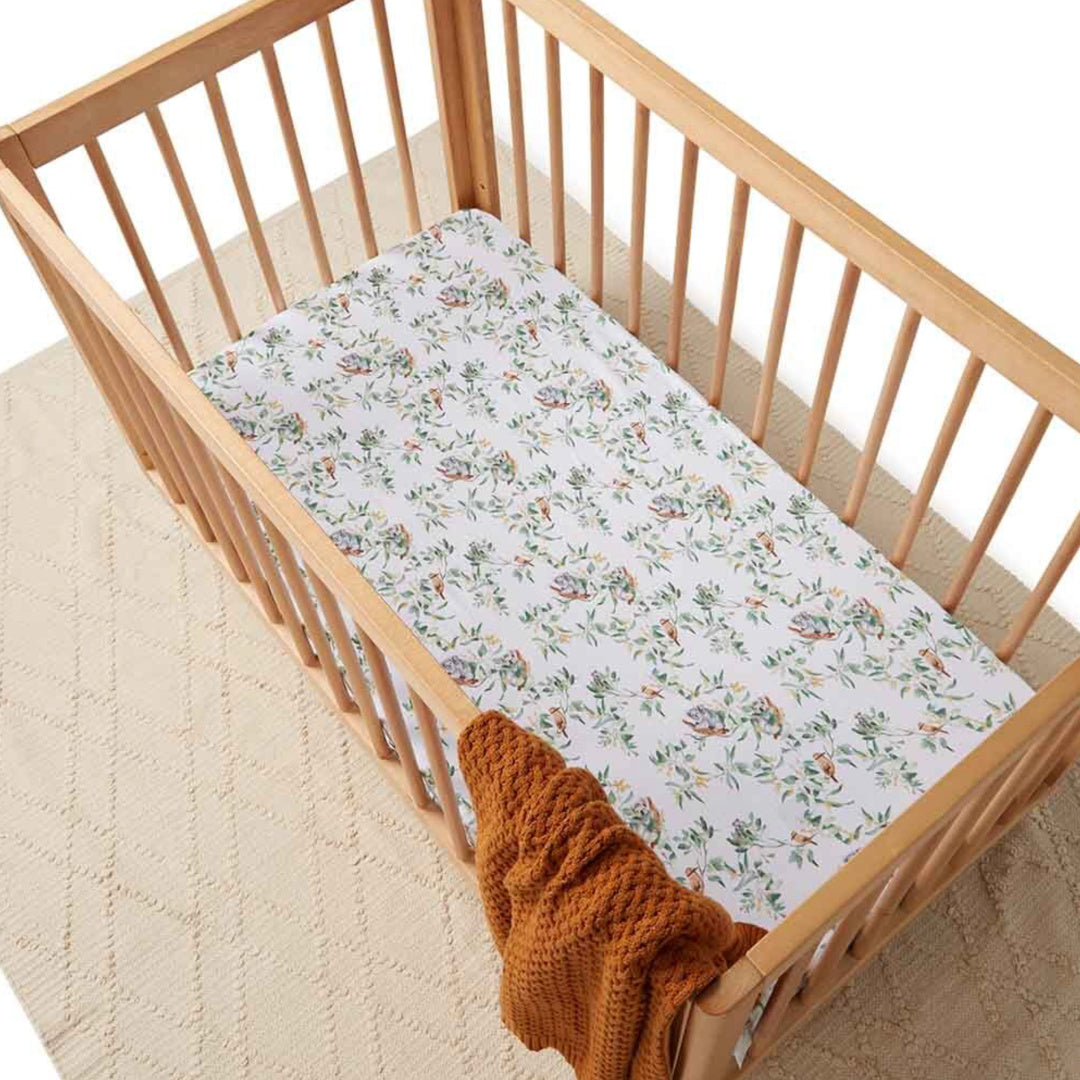 SNUGGLE HUNNY ORGANIC FITTED COT SHEET - EUCALYPT