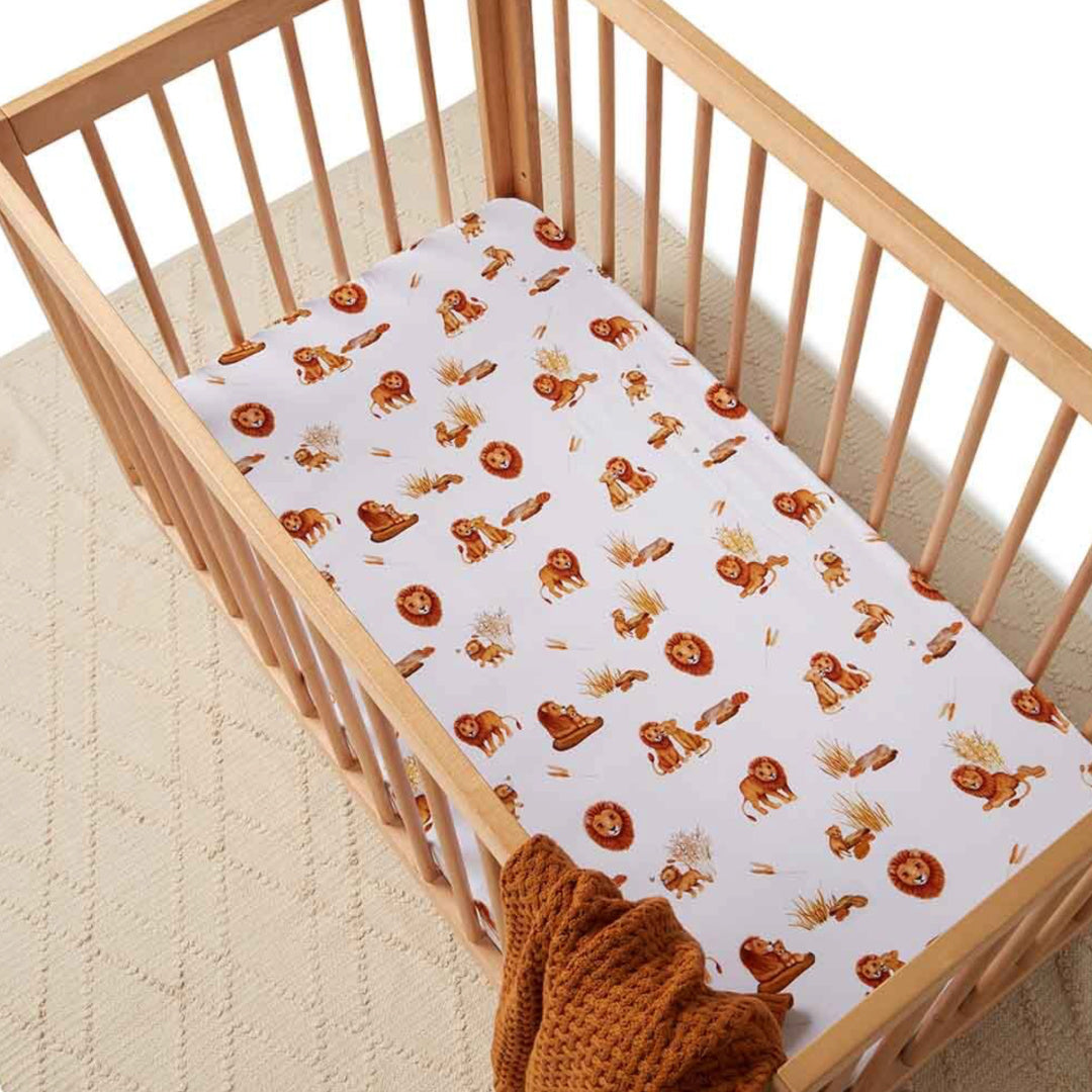 SNUGGLE HUNNY ORGANIC FITTED COT SHEET - LION