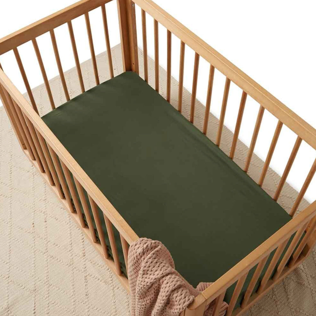 SNUGGLE HUNNY ORGANIC FITTED COT SHEET - OLIVE