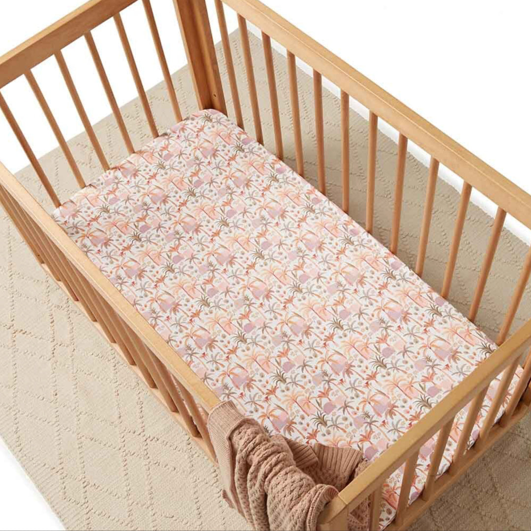 SNUGGLE HUNNY FITTED COT SHEET - PALM SPRINGS