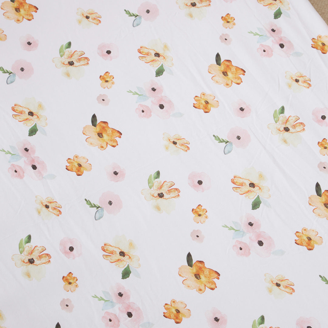 SNUGGLE HUNNY ORGANIC FITTED COT SHEET - POPPY