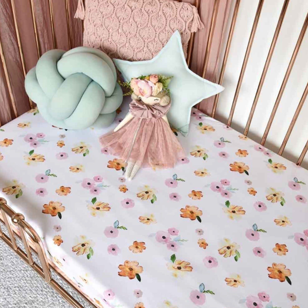 SNUGGLE HUNNY ORGANIC FITTED COT SHEET - POPPY