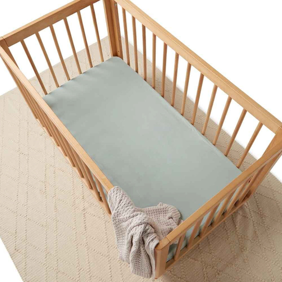 SNUGGLE HUNNY ORGANIC FITTED COT SHEET - SAGE