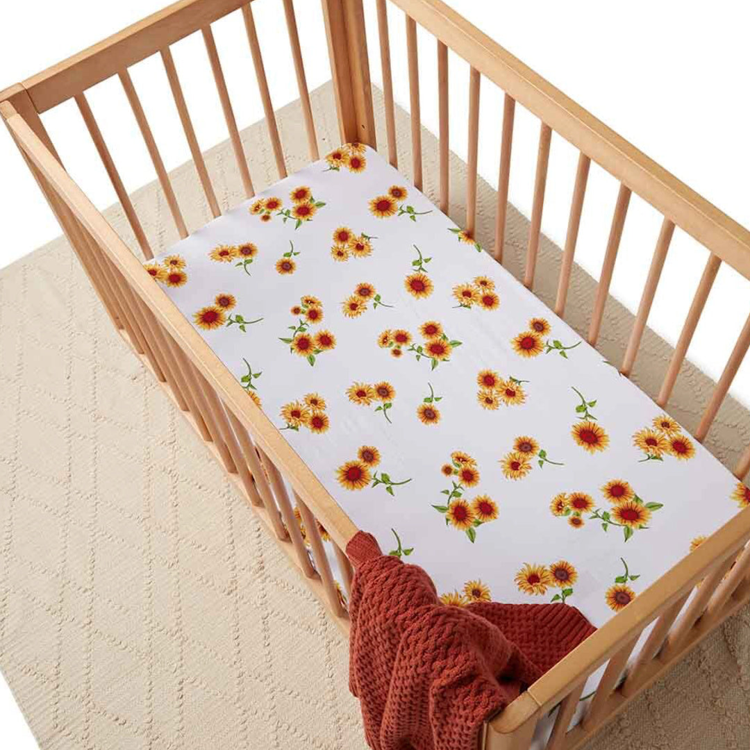 SNUGGLE HUNNY ORGANIC FITTED COT SHEET - SUNFLOWER