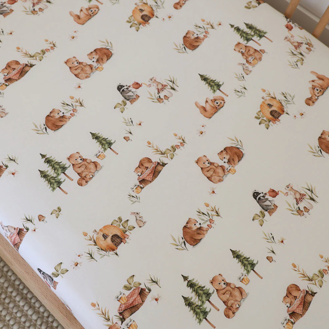 SNUGGLE HUNNY ORGANIC FITTED COT SHEET - BEARS