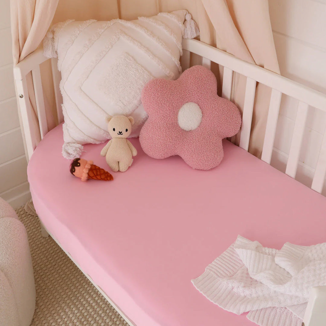 SNUGGLE HUNNY ORGANIC FITTED COT SHEET - BUBBLEGUM