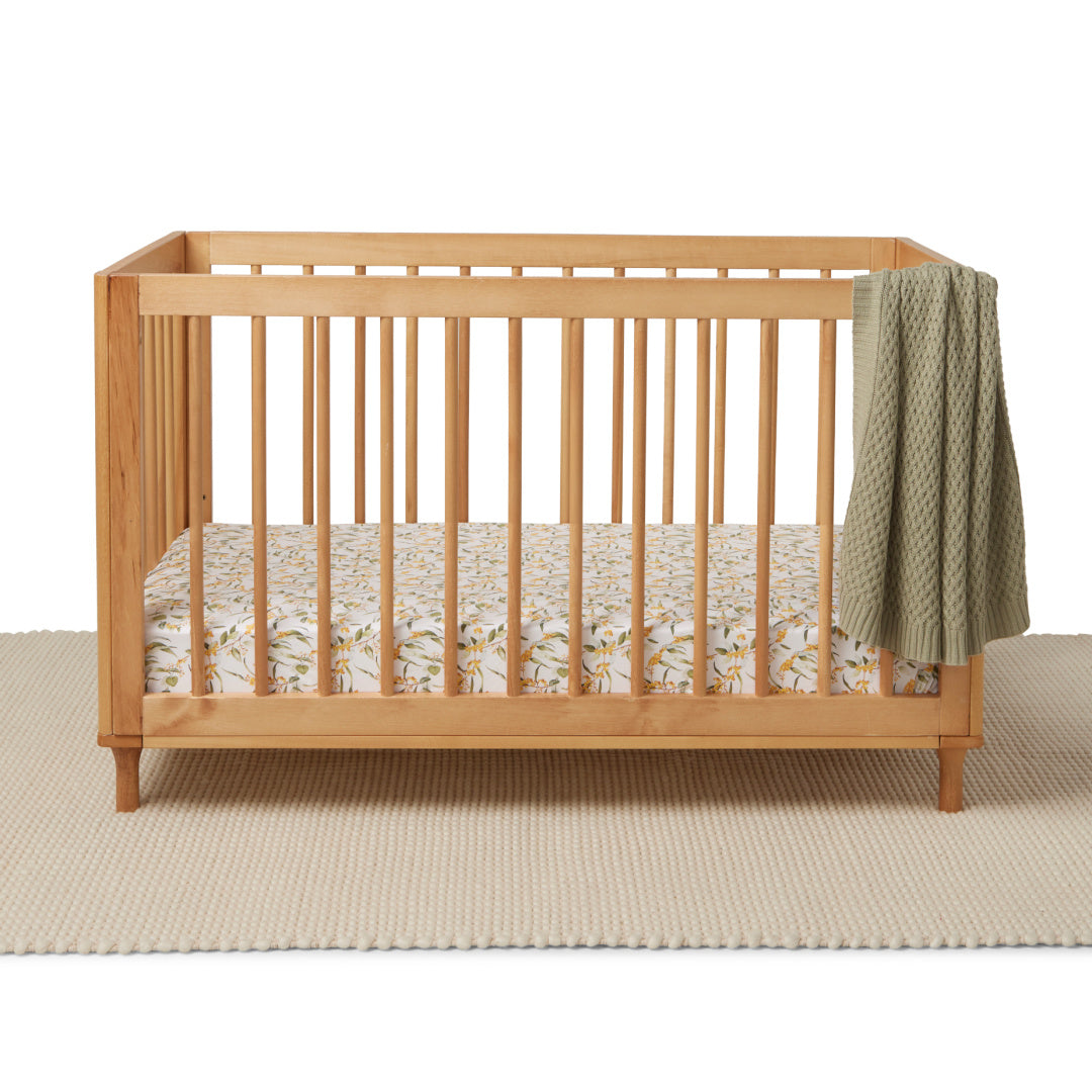 SNUGGLE HUNNY ORGANIC FITTED COT SHEET - GOLDEN WATTLE