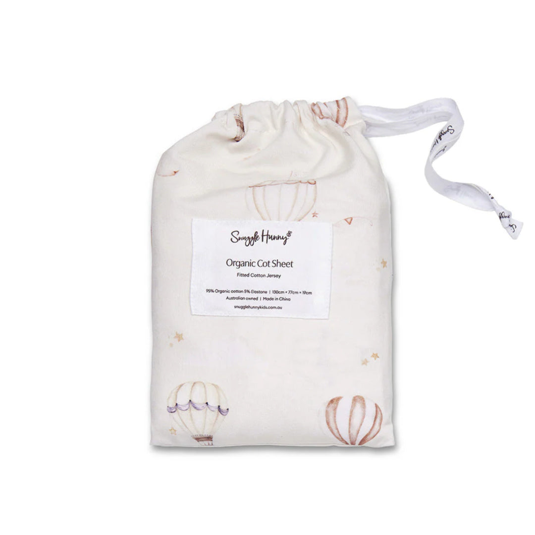 SNUGGLE HUNNY ORGANIC FITTED COT SHEET - UP &amp; AWAY