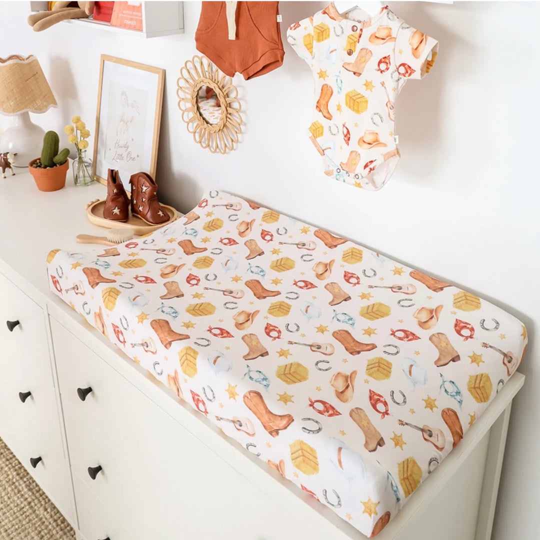 Snuggle Hunny Cowboys Organic Bassinet Sheet / Change Pad Cover