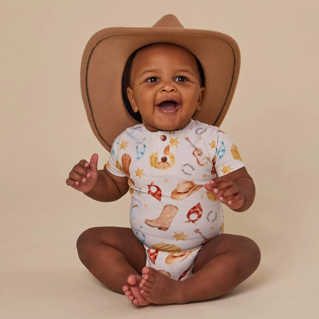 Snuggle Hunny Cowboys Short Sleeve Organic Bodysuit