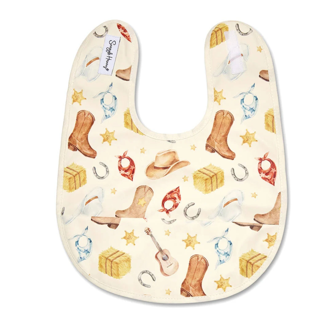 SNUGGLE HUNNY WATERPROOF BABY BIB - COWBOYS