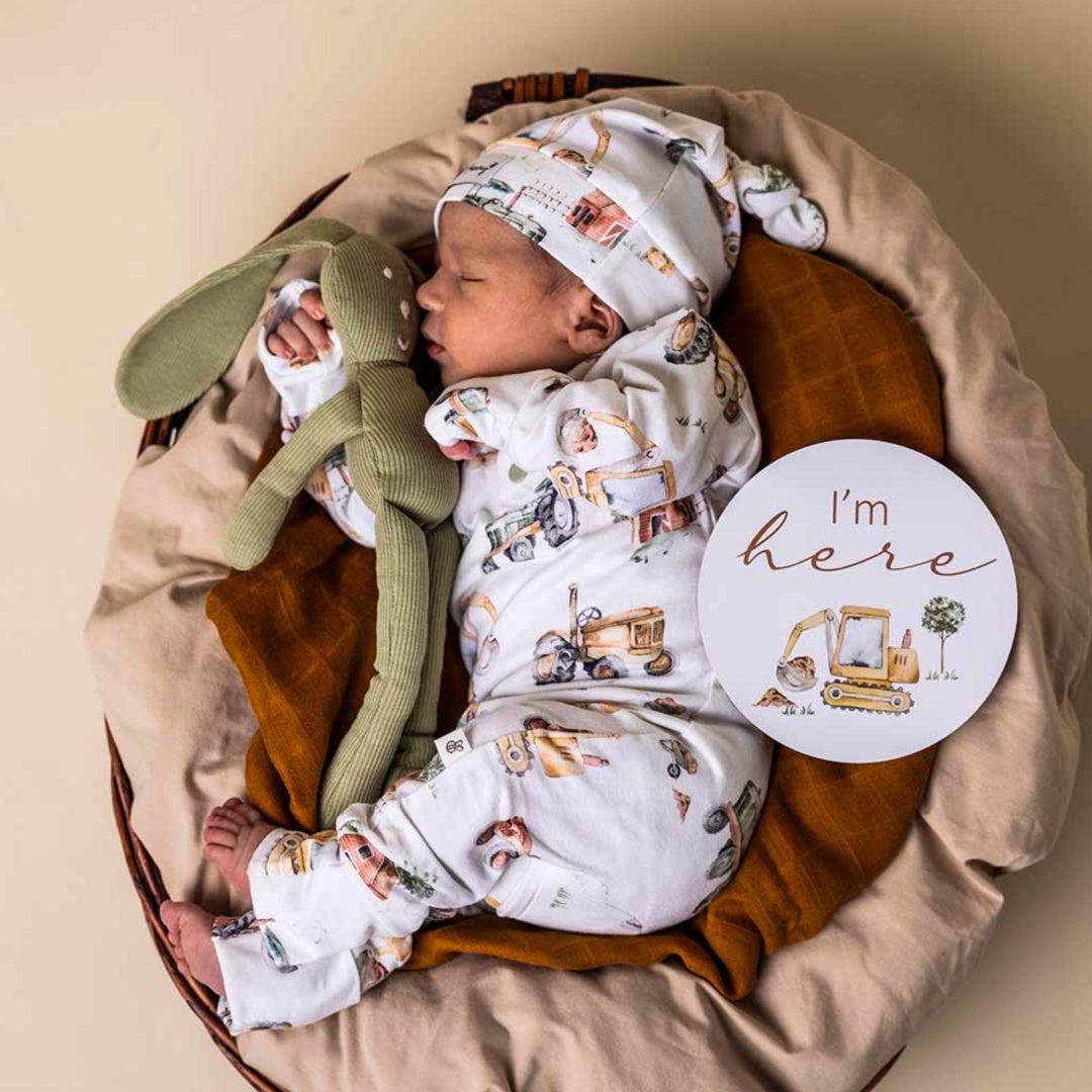 SNUGGLE HUNNY ORGANIC GROWSUIT - DIGGERS &amp; TRACTORS