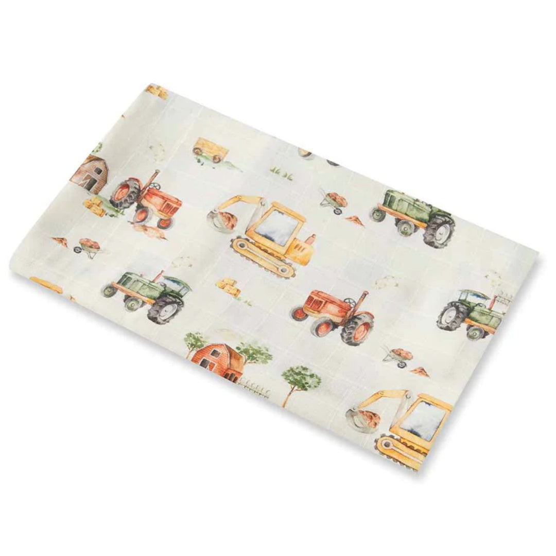 SNUGGLE HUNNY ORGANIC MUSLIN WRAP - DIGGERS &amp; TRACTORS
