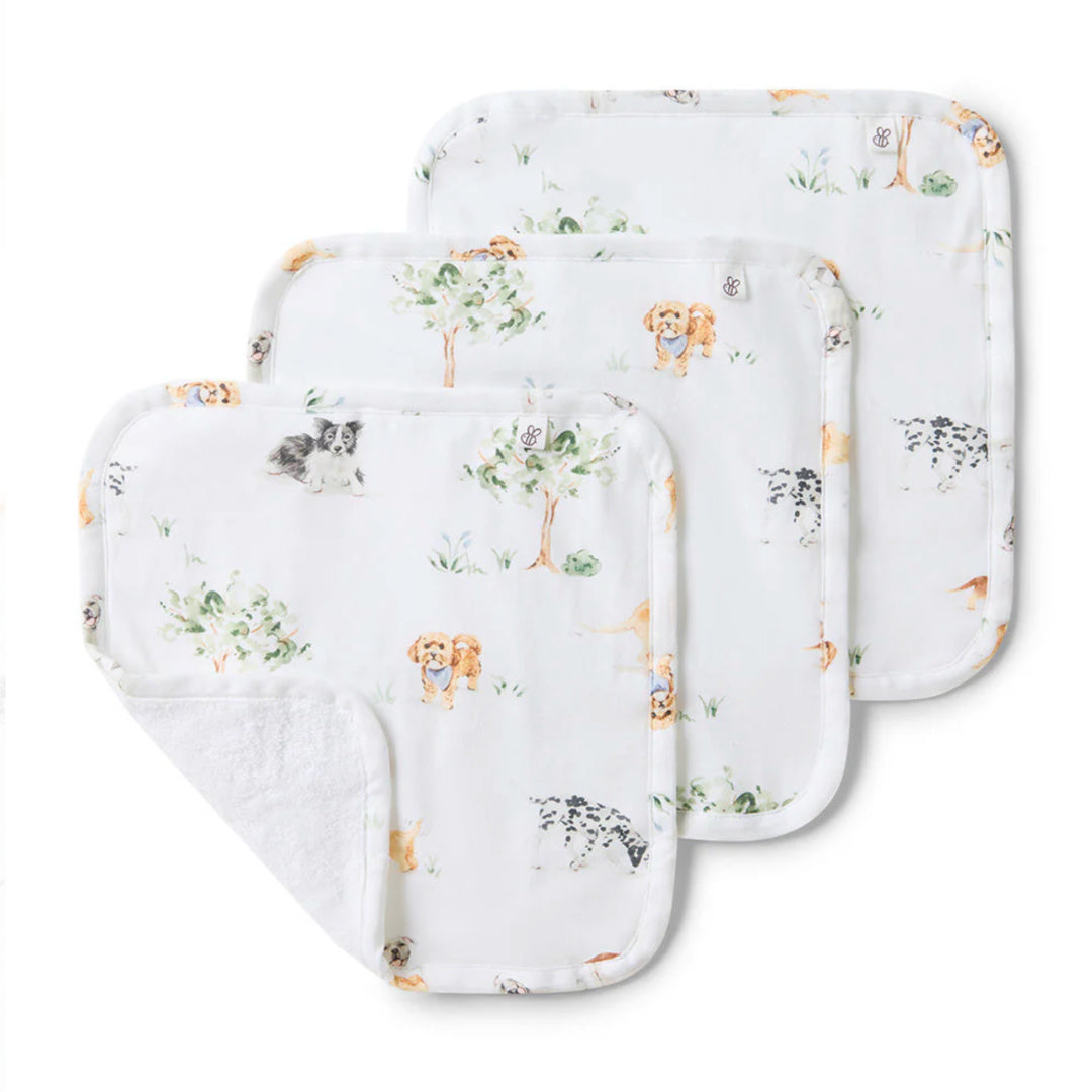 SNUGGLE HUNNY ORGANIC WASHCLOTHS | 3 PACK - DOG PARK