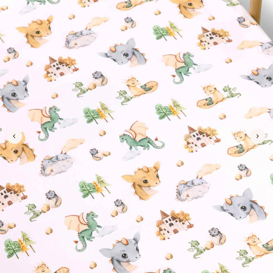 SNUGGLE HUNNY ORGANIC FITTED COT SHEET - DRAGON