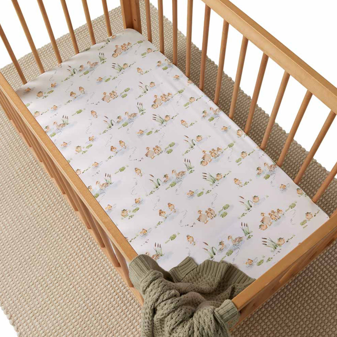 SNUGGLE HUNNY ORGANIC FITTED COT SHEET - DUCK POND