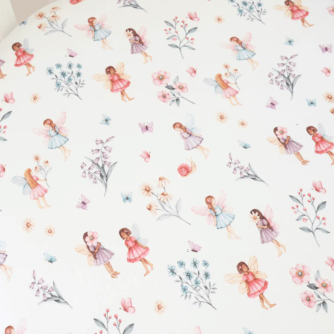SNUGGLE HUNNY ORGANIC FITTED COT SHEET - FAIRY GARDEN