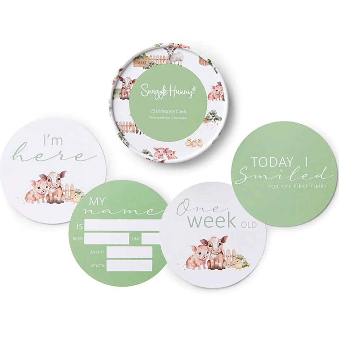 SNUGGLE HUNNY REVERSIBLE MILESTONE CARDS - FARM &amp; MINT