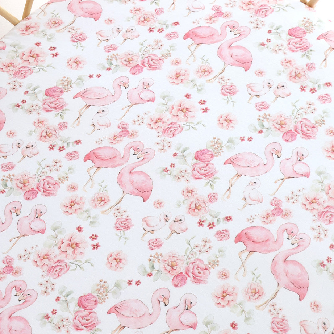 SNUGGLE HUNNY ORGANIC FITTED BASSINET SHEET / CHANGE PAD COVER - FLAMINGOS