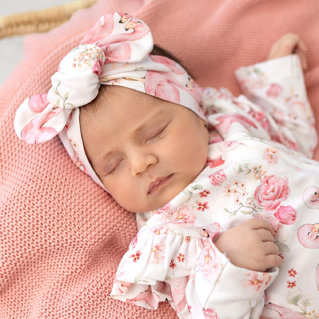 SNUGGLE HUNNY ORGANIC TOPKNOT - FLAMINGO