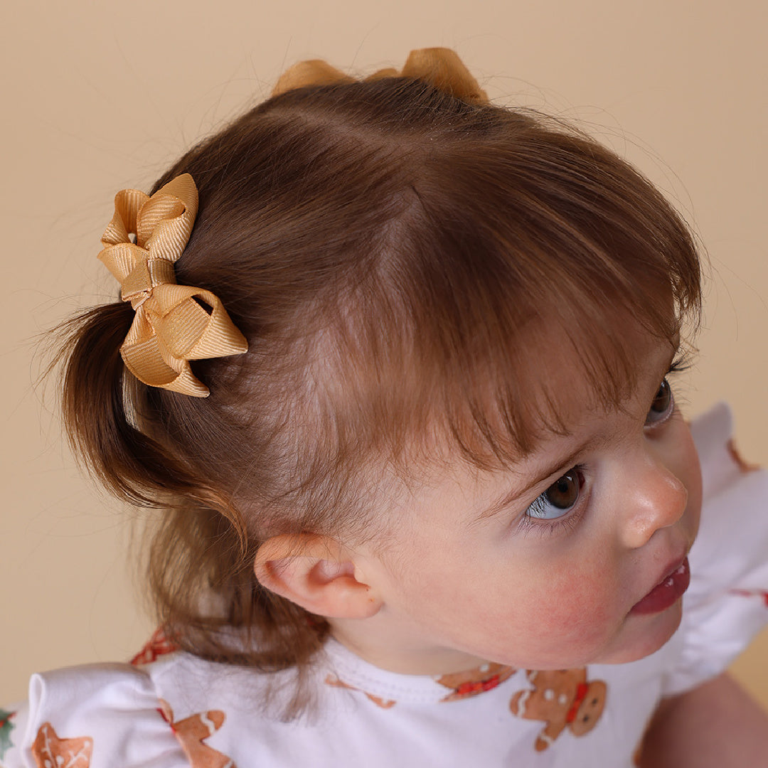 SNUGGLE HUNNY BOW CLIPS - SMALL PIGGY TAIL PAIR - GOLD