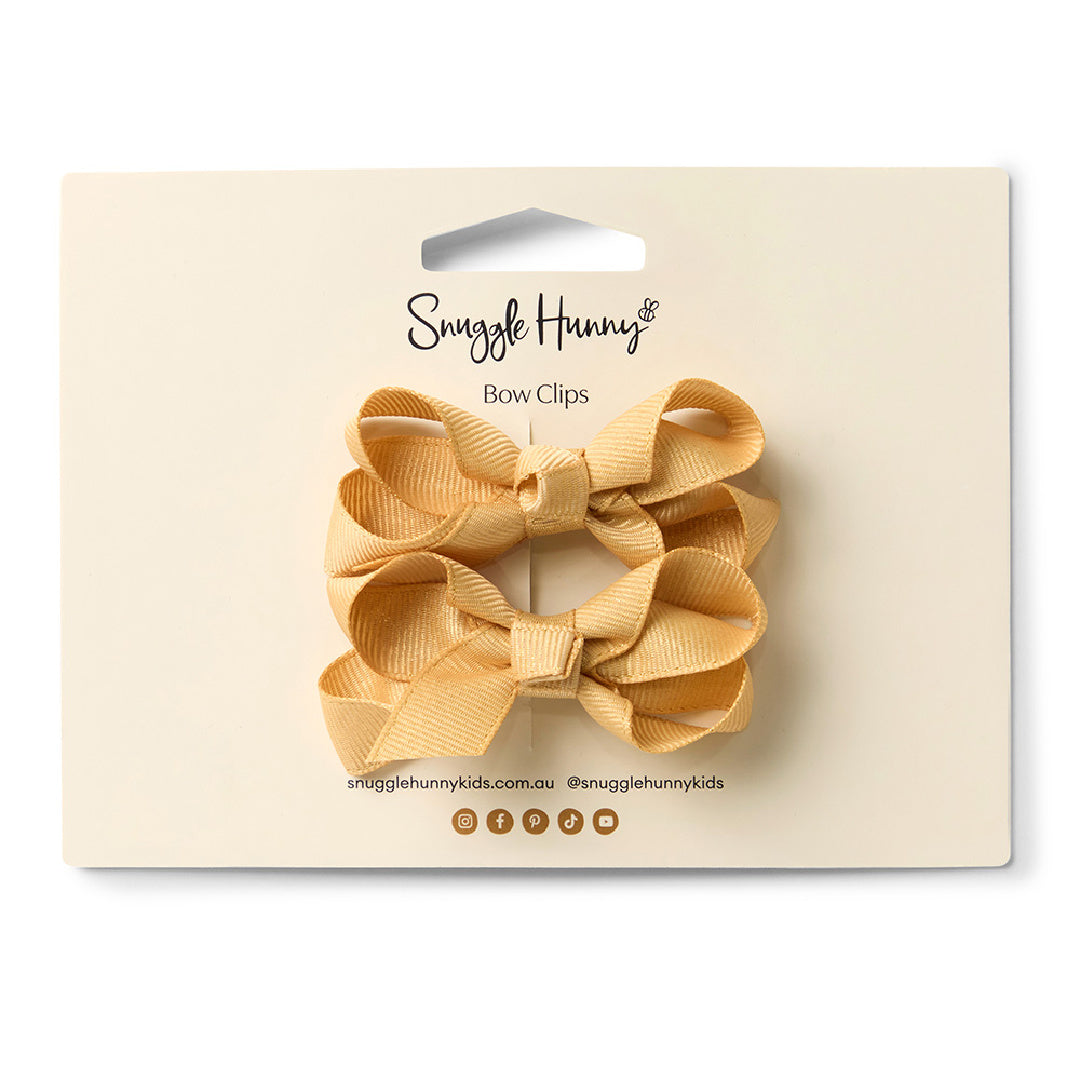 SNUGGLE HUNNY BOW CLIPS - SMALL PIGGY TAIL PAIR - GOLD