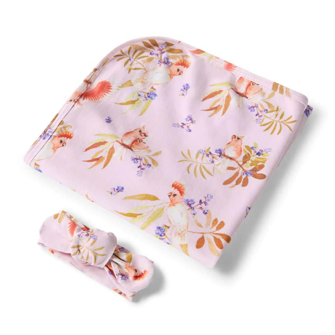 SNUGGLE HUNNY ORGANIC JERSEY WRAP AND TOPKNOT SET - MAJOR MITCHELL