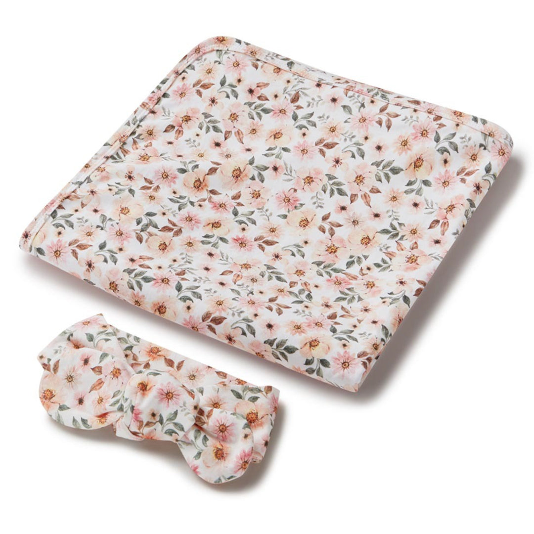 SNUGGLE HUNNY ORGANIC JERSEY WRAP AND TOPKNOT SET - SPRING FLORAL