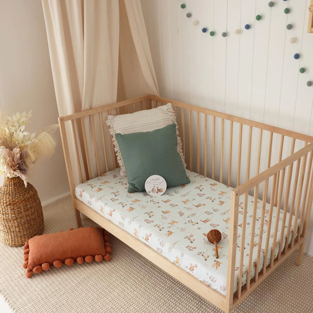 SNUGGLE HUNNY ORGANIC FITTED COT SHEET - KITTENS