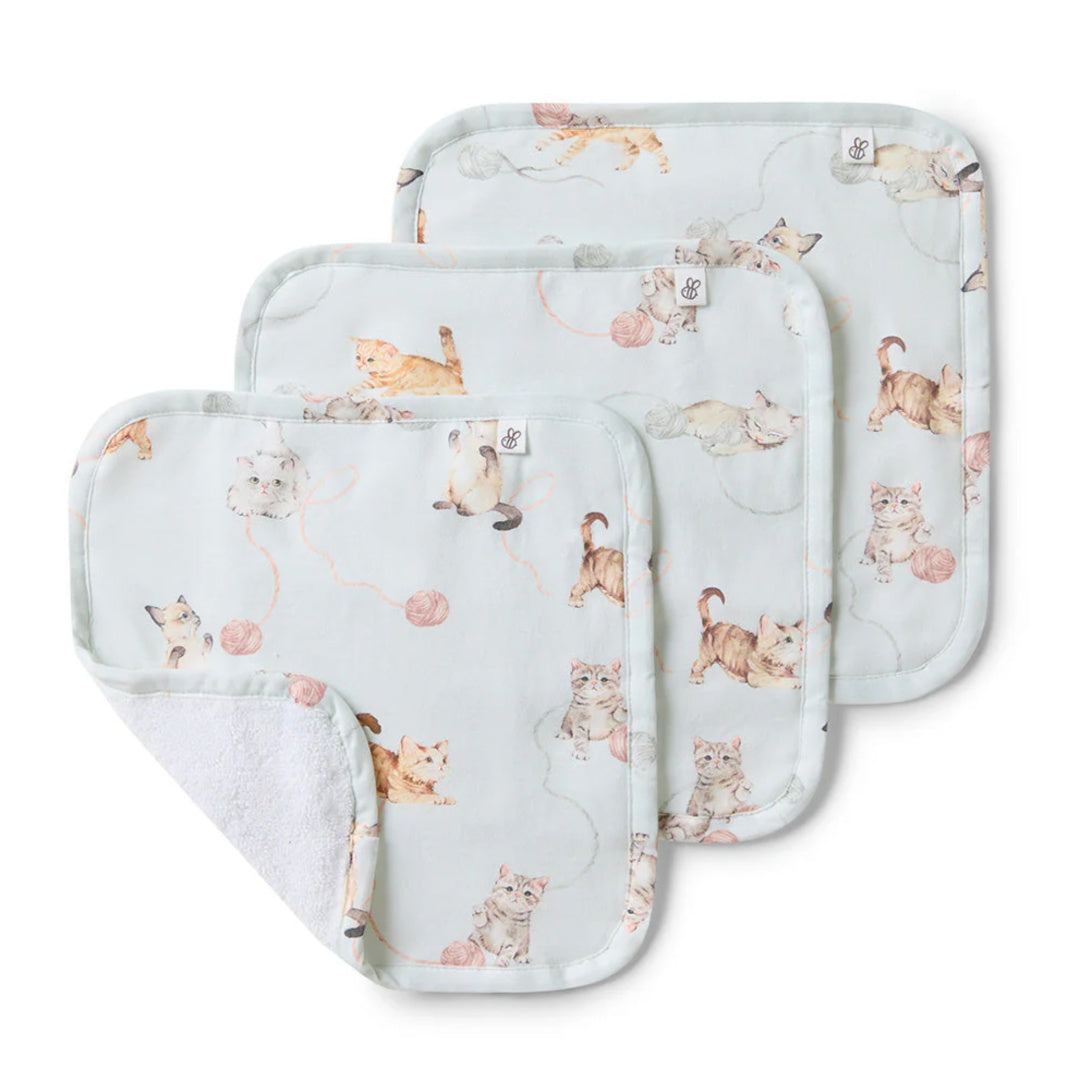 SNUGGLE HUNNY ORGANIC WASHCLOTHS | 3 PACK - KITTENS