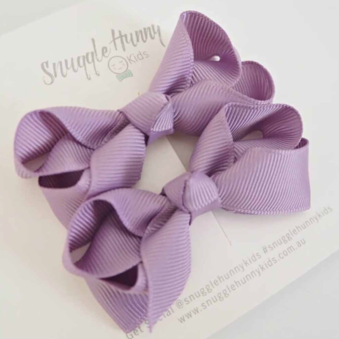 SNUGGLE HUNNY BOW CLIPS - SMALL PIGGY TAIL PAIR - LILAC