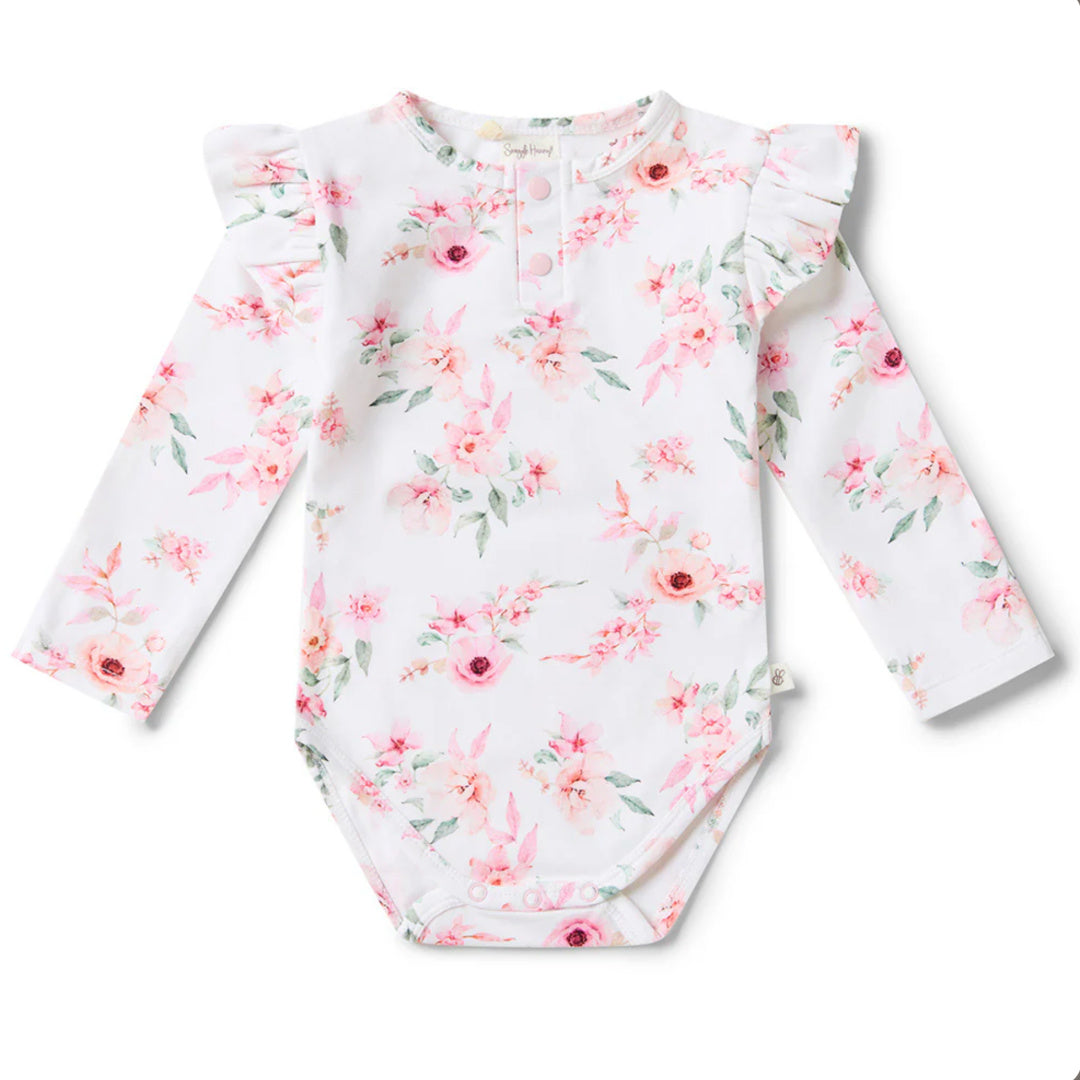 SNUGGLE HUNNY ORGANIC LONG SLEEVE BODYSUIT WITH FRILL - CAMILLE