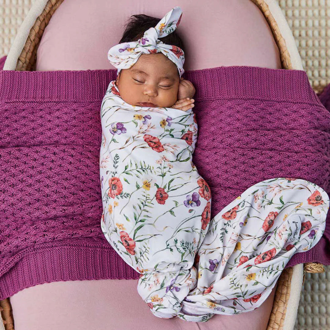 SNUGGLE HUNNY ORGANIC JERSEY WRAP AND TOPKNOT SET - MEADOW