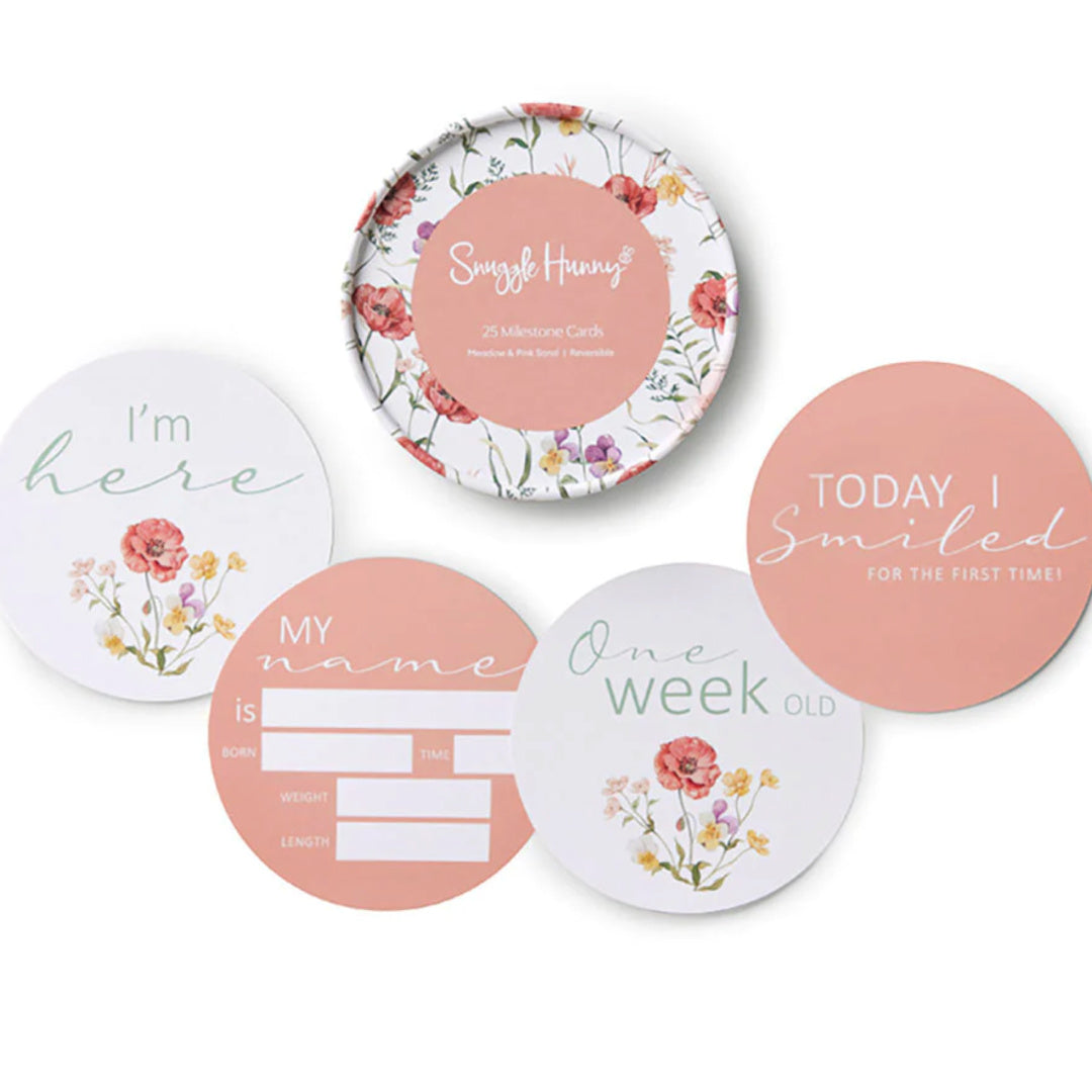 SNUGGLE HUNNY REVERSIBLE MILESTONE CARDS - MEADOW & PINK SAND