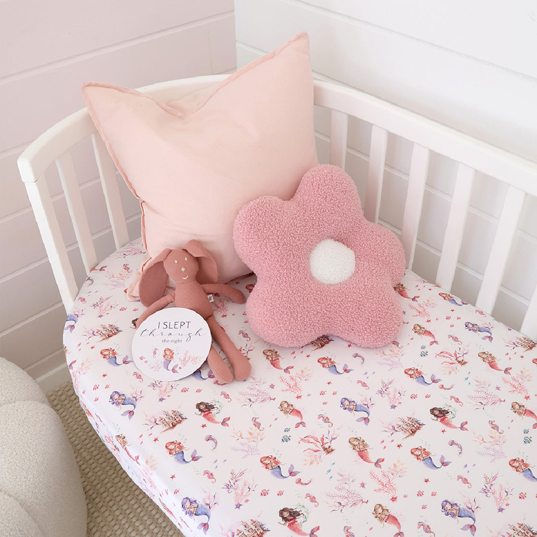 SNUGGLE HUNNY ORGANIC FITTED COT SHEET - MERMAID