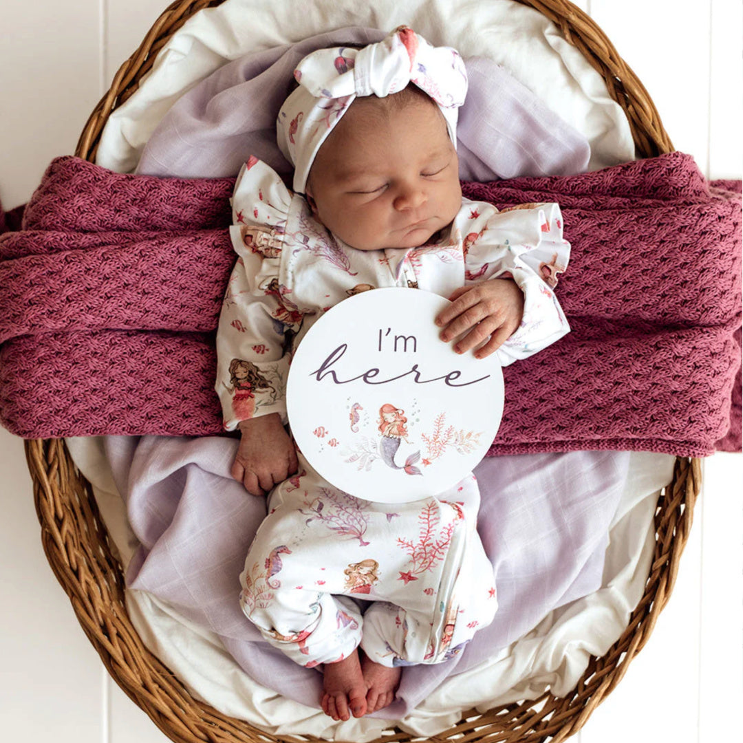 SNUGGLE HUNNY REVERSIBLE MILESTONE CARDS - MERMAID &amp; LILAC