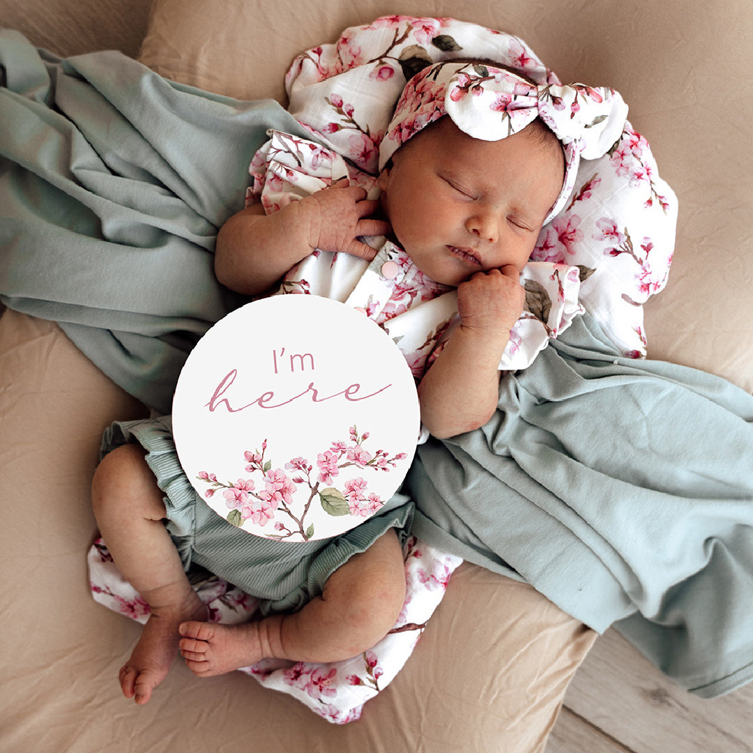 SNUGGLE HUNNY REVERSIBLE MILESTONE CARDS - CHERRY BLOSSOM &amp; JEWELL