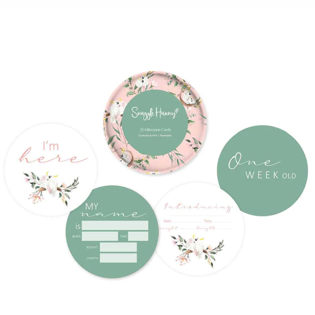 SNUGGLE HUNNY REVERSIBLE MILESTONE CARDS - COCKATOO